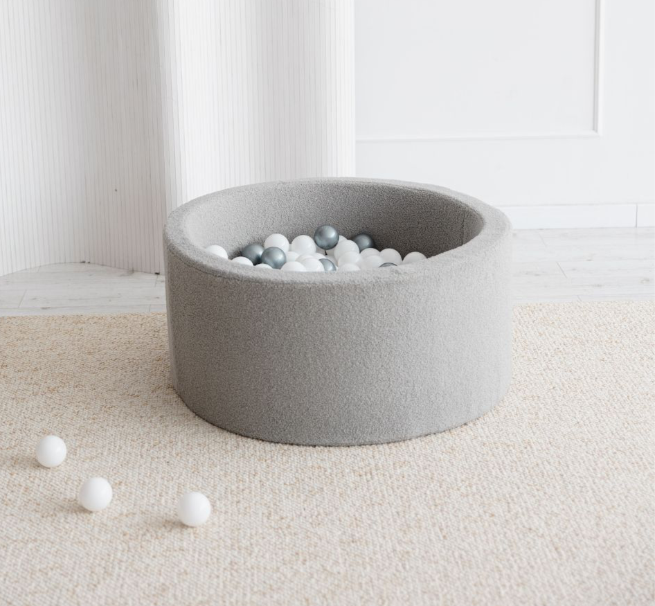 Moje Bouclé Ballenbad Grijs | 90 x 40 cm incl. 200 ballen