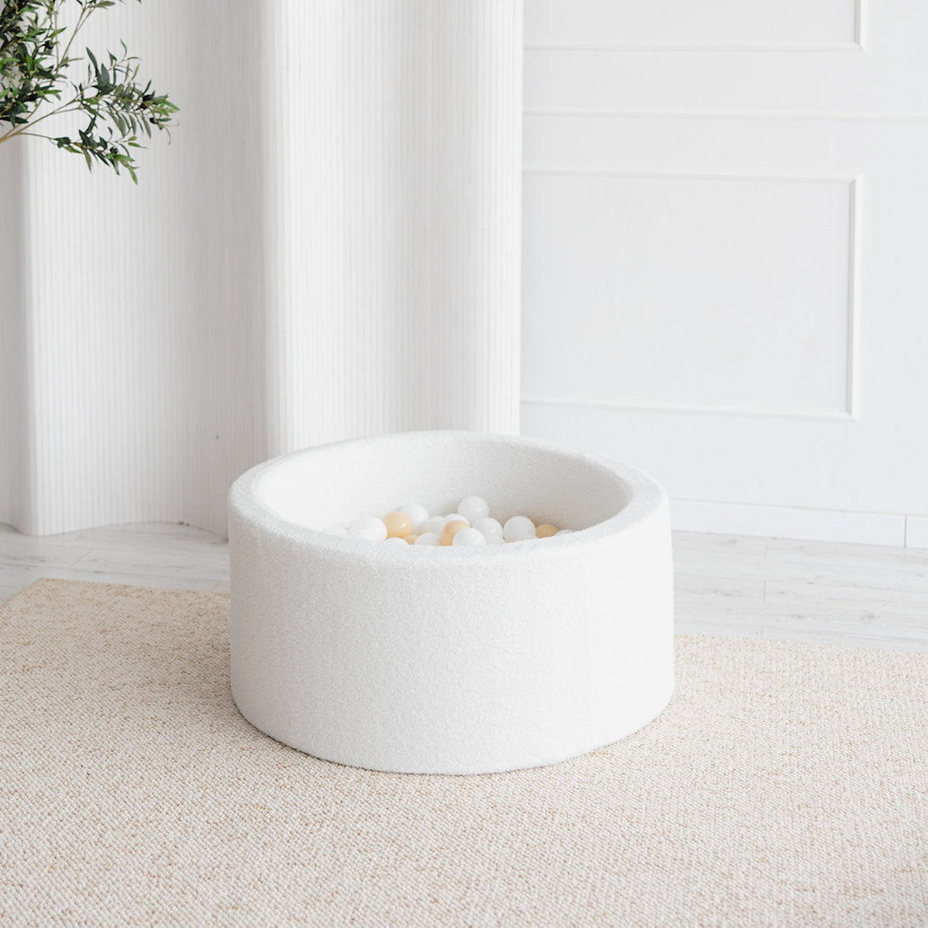 Moje Bouclé Ballenbad Wit | 90 x 40 cm incl. 200 ballen